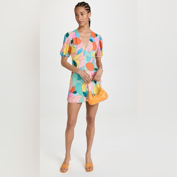 NWOT - STAUD - Mini Milla Dress - Citrus Kaleidoscope - Size 10 - Picture 6 of 10